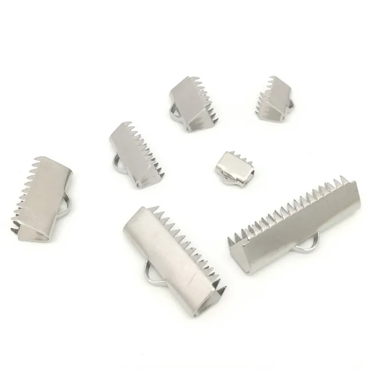 Stainless Steel Ribbon Ends Clamp Flat Crimp Clasps Ending Clasp