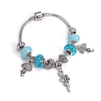 

DIY angel elf charm big hollow beads DIY beads bow-tied umbrella tassel pendant metal snake chain bracelet