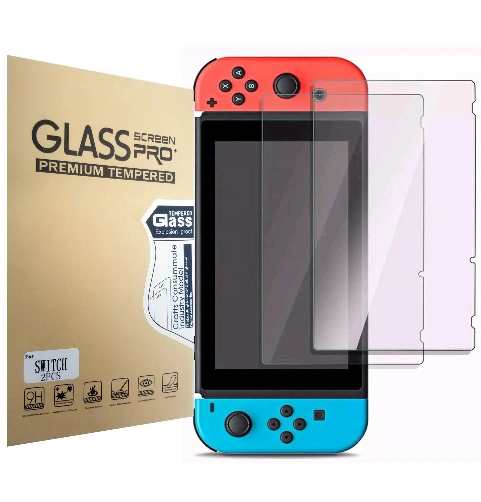 

2021 Amazon Hot selling 2 Packs HD Clear Full coverage Anti-Scratch Tempered Glass Screen Protector For Nintendo Switch oled