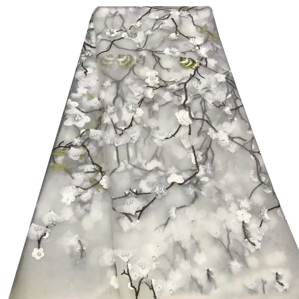 

Beautifical womens dresses and skirts embroidery tulle lace best quality net lace fabric ML5N733, Customized