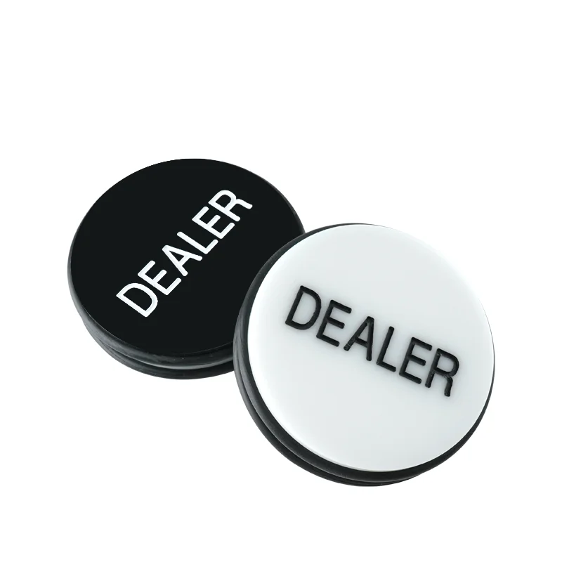 

YH 75*20mm Factory Price Casino Round Transparent Texas Game Table Accessory Acrylic Dealer Button Poker, Black / white/transparent