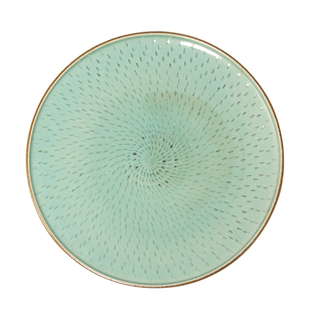 

Earthware Handmade Dinner Plate, Rustic Green Porcelain Tableware dinner Dish Plate, Grey