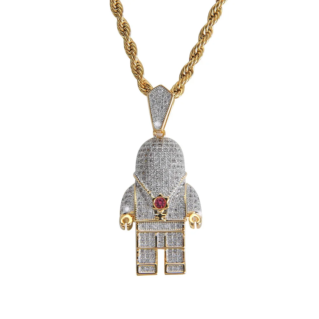 

Hot Selling Personality Astronaut Pendant in Europe and America Micro Inlaid Zircon Hip Hop Men's Trendy Necklace
