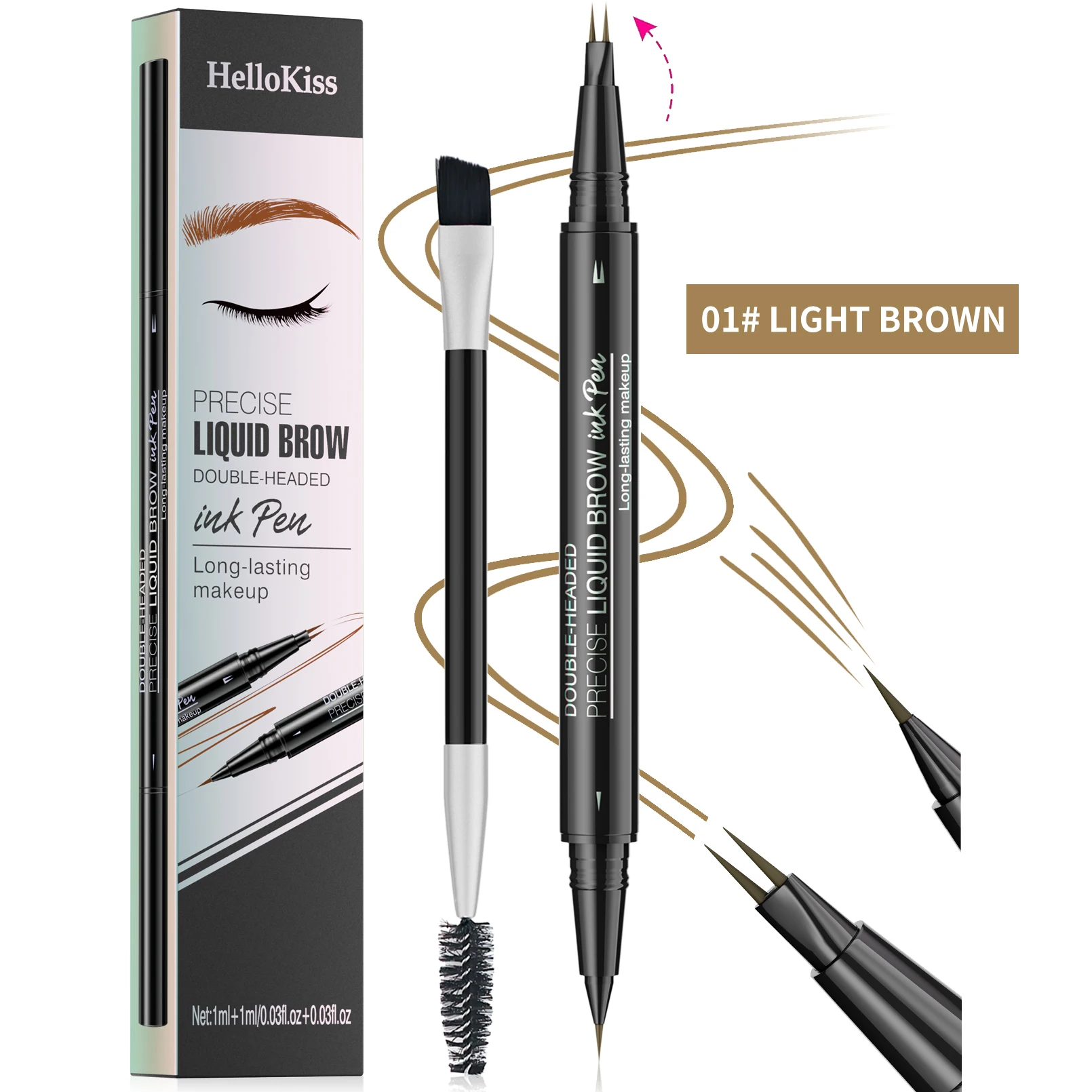 Private Label Makeup Positioning Eyebrow Pen Slim 2 Fork Nib Professional Waterproof Long Lasting Fast Dry Liquid Eyebrow Pencil