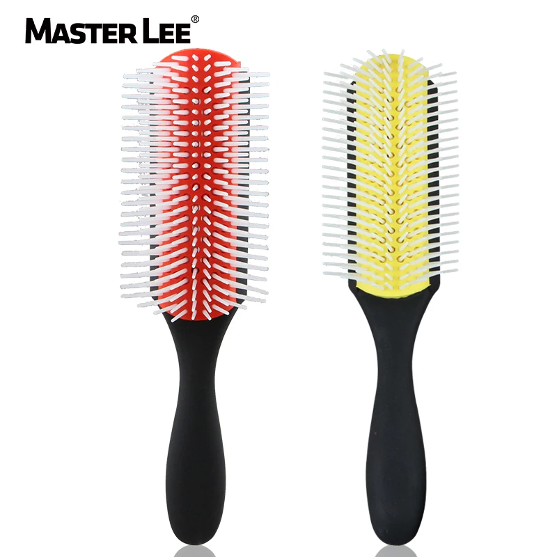 

Masterlee High Quality Rubber Anti- static Nine Row Hair Comb Massage Scalp Hair Brushes, Yellow+red