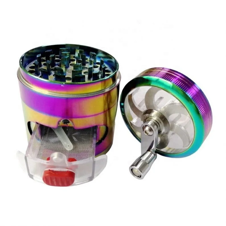 

Colorful 4 Part Hand Crank Dry Herb Grinder With Drawer Diameter  Zinc Alloy Cigarette, Picture