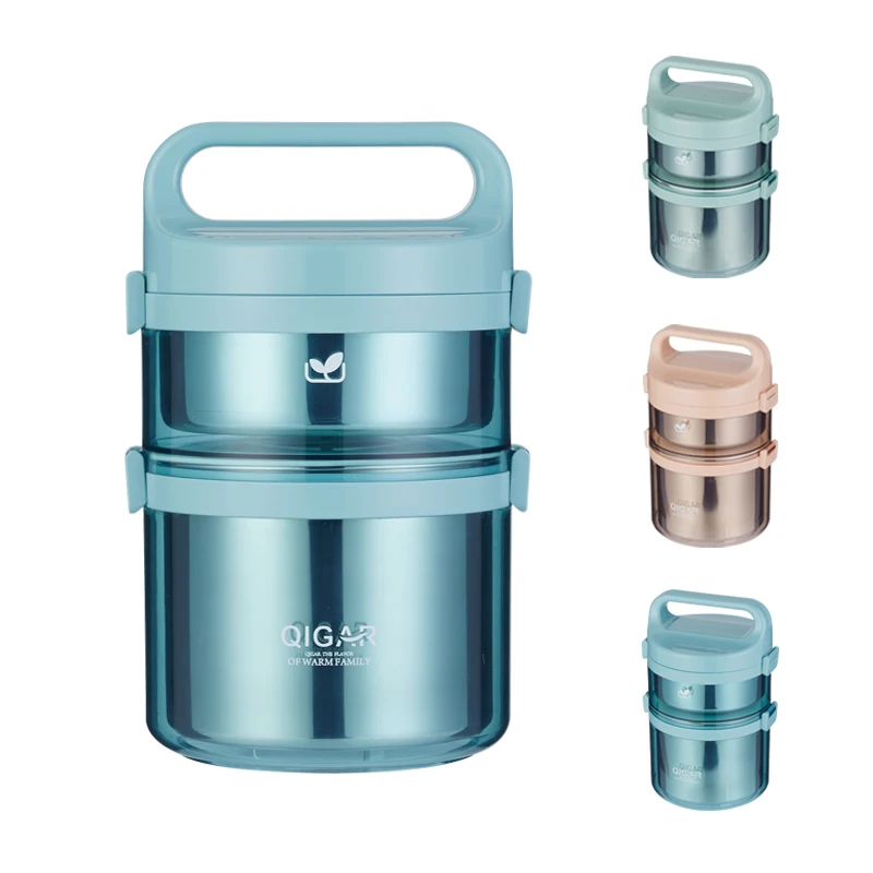 

Double layer stainless steel lunch box thermal thermos lunch box double wall portable lunch box