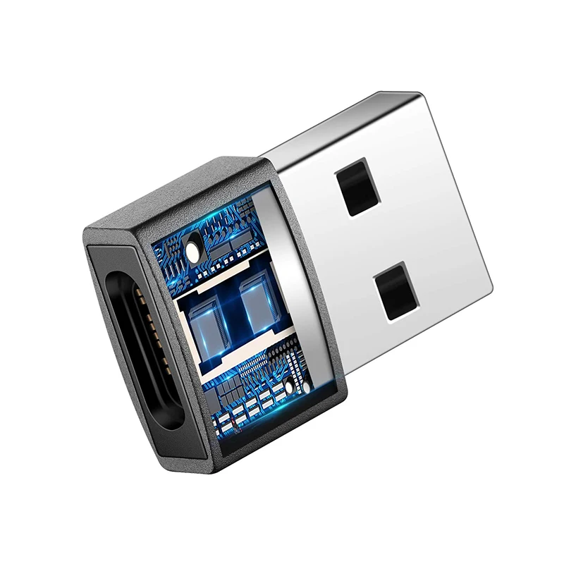 

Type C to USB Adapter Compatible with Laptops Power Banks Chargers Office USB Adapter, Silver/gun