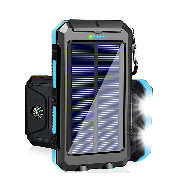 

Good Price Power Bank Dual USB 10000mAh Waterproof Battery Charger Solar Power Bank External with LED Light, Optional