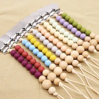 

Food Grade Teething Beads Custom Feeding Wooden Baby Dummy Pacifier Clip