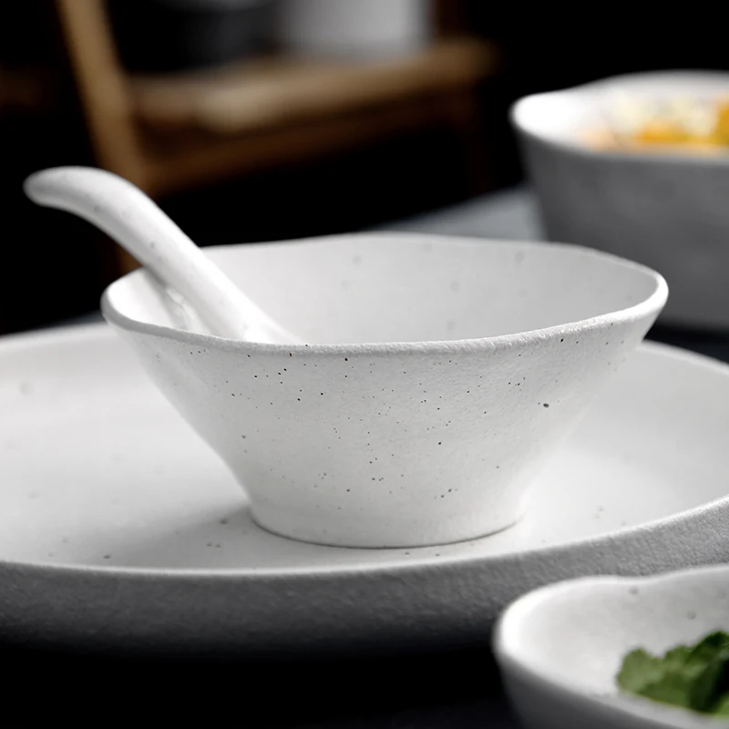 

Little Dots 5 inch porcelain fruit salad bowl customized white japanese kitchen serving cereal noodle ramen ceramic bowl set