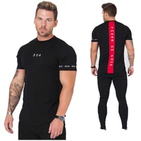 

Men Cotton Short sleeve t shirt Fitness Slim Patchwork Black T-shirt Male Brand Gyms Tees Tops Summer Fashion Casual clothing