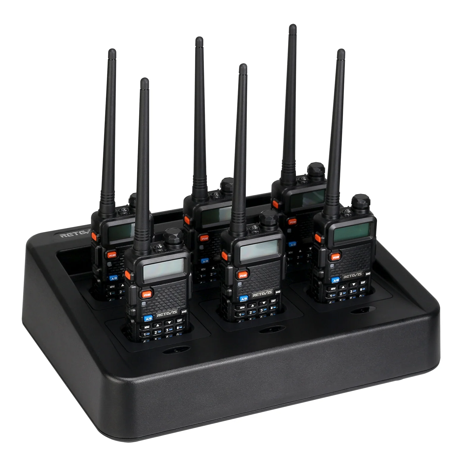 

6PACK long range radio set Retevis RT5R UHF&VHF Dual band Handheld two way radio walkie talkie with six way rapid charger