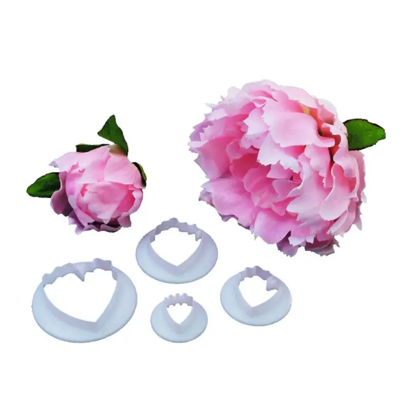

Lixsun 4 Piece/Set Peony Flowers Cutter Embosser Fondant Tools Cake Sugarcraft Decorating Plunger Cutter Sets Stamp Mold, White