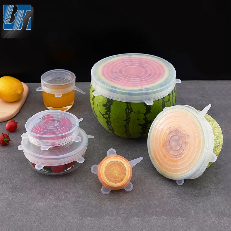 

Reusable Stretch Lids Food Grade Fresh Keeping Seal Cover Silicone Wrap, Transparent