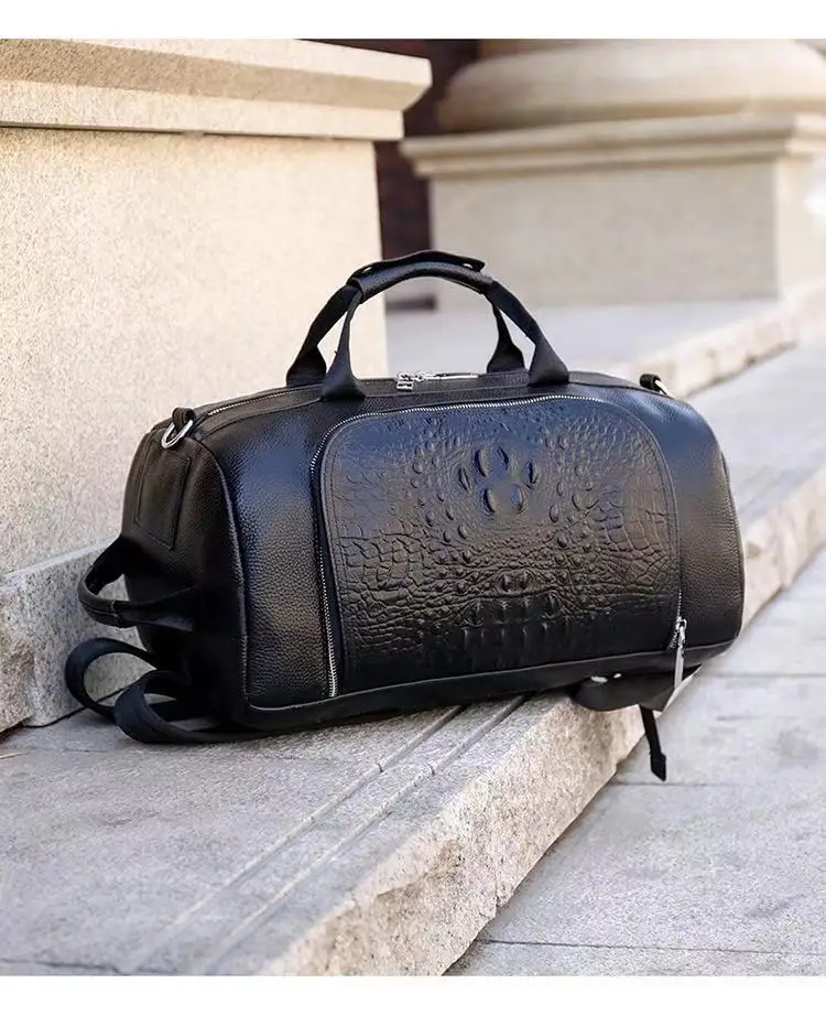 

B98-11Bucket Bag Double Shoulder Single Shoulder Diagonal Genuine Leather Backpack Duffle Bags Drop Shipping, Black