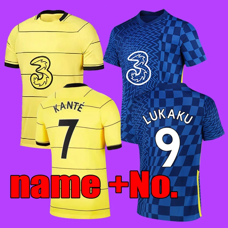 

men High Quality Player Version Jersey Custom Soccer Kit Football Uniform KANTE #7 LUKAKU #9, White, purple, green, black, blue