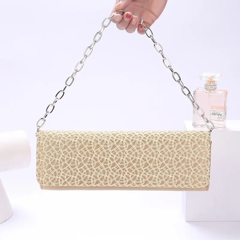 

2021 New Evening Dress Small Square Bag Ladies Dress Golden Grain PU Leather Clutch Bag Custom Party Handbag