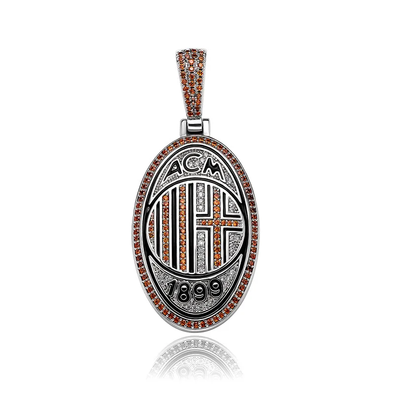 

Fashion Jewelry Iced Out Qatar Soccer Game 2022 Football Team Logo Pendant Necklace With Cuban Chain