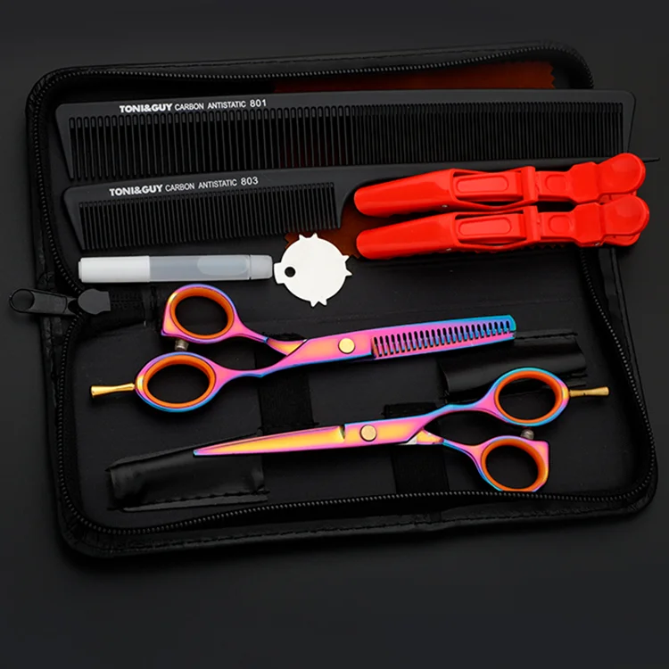 

Multicolored Stylish 4Cr Stainless Steel Professional Barber Hair Cutting Kit Scissors Set