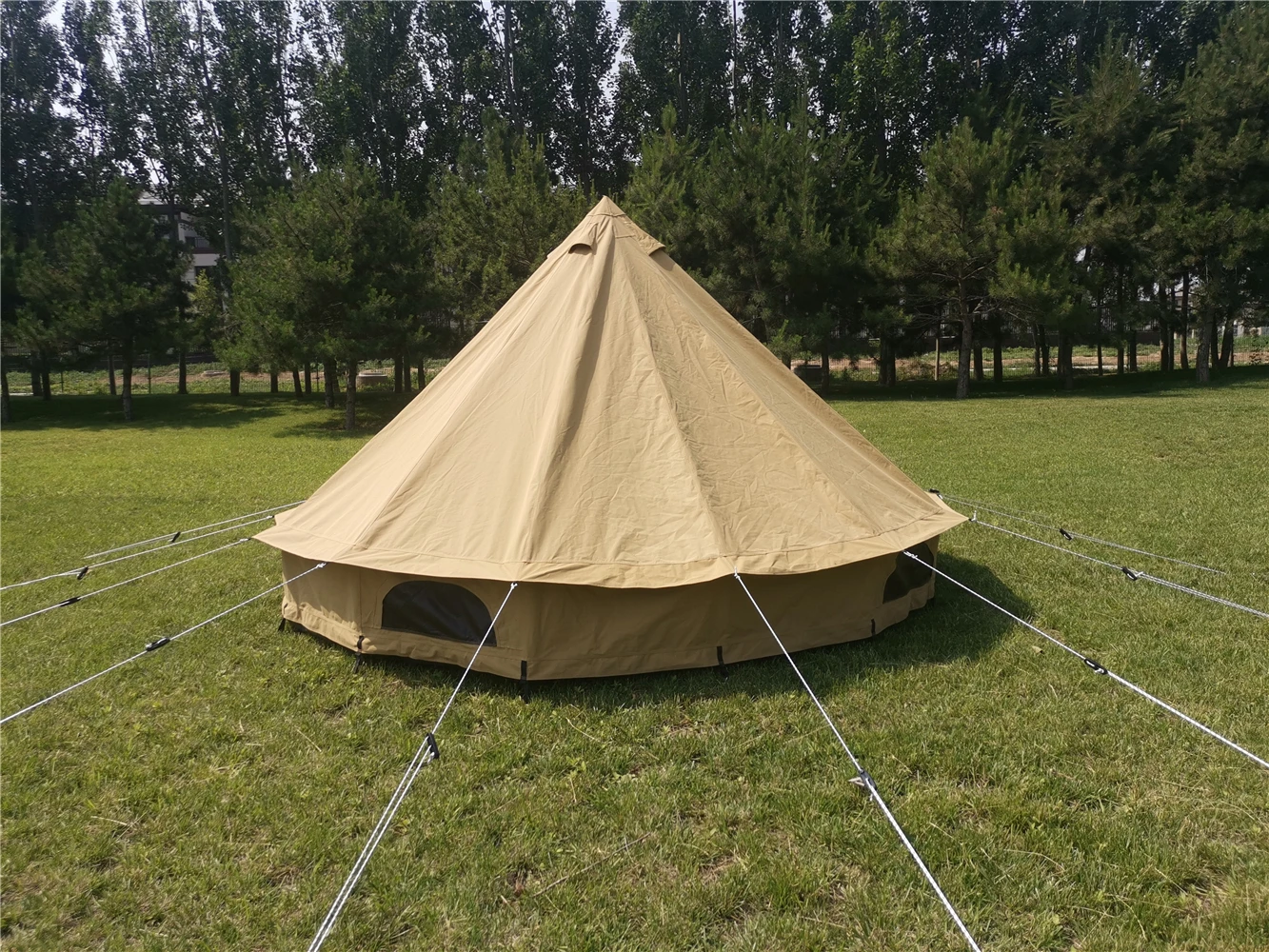 Wholesale Camping Family Caravan Large Luxury Glamping House Cotton Canvas Tipi Tent Bell