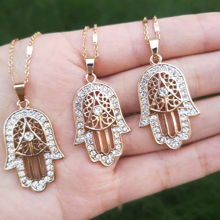 

HOT! gold silver Hand design Pendant good fortune necklace