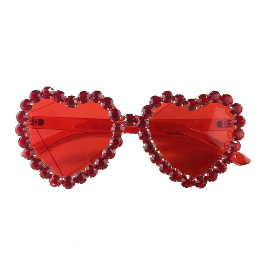 

New Trend Unique Heart Shaped Bling Diamond Sunglasses Women