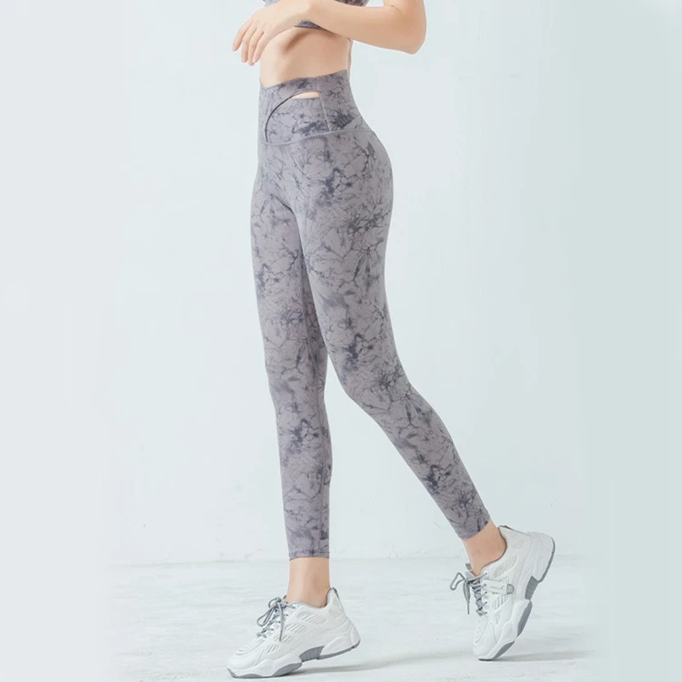 

2021 Wholesale Long Length Cross Waist Printed Leggin Yoga Breathable Polyester Sublimation Gym Leggings, As picture