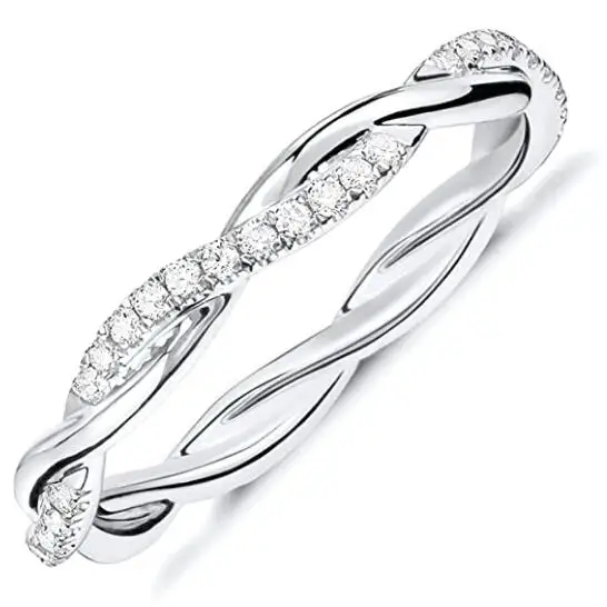 

Handmade Gold Plated Pure Silver Cubic Zirconia Twist Rope Ring for Women