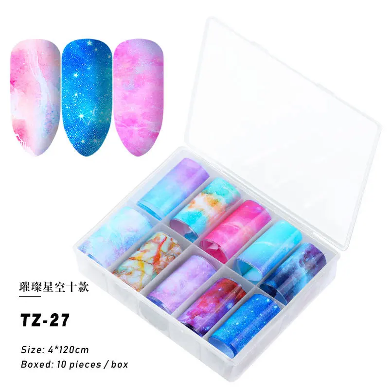 

2020 new arrival Nail Art 3D Stickers Fashion Flowers Nail Art Transfer Foil Stickers Star Paper, Mixed colors