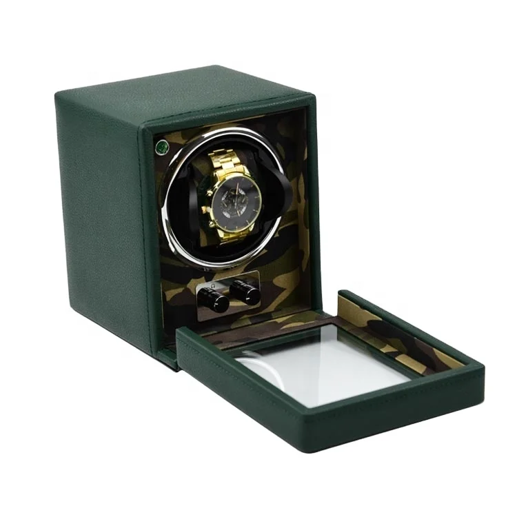 

New Automatic Box Safe Mabuchi Motor Orbit Led Luxury Single Wolf leather Watch Winder