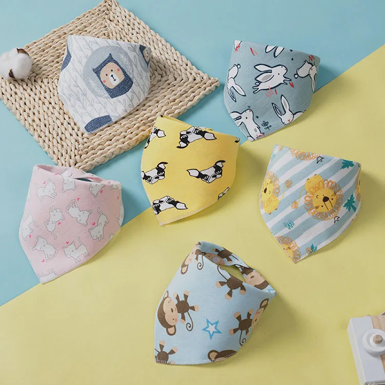 

Amazon Hot 18 Design Baby Bandana Bibs Burp Cloth Print Triangle Cotton Baby Scarf Meal Collar Feeding Saliva Towel Bib, Customized color
