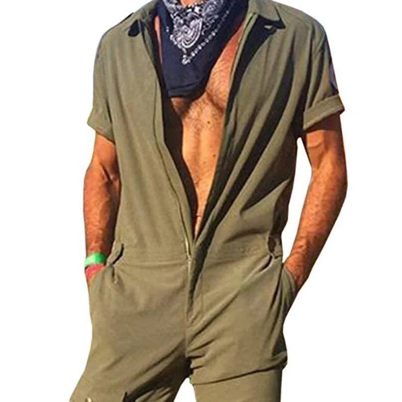 

LW-H517 Besr Seller Summer Causal Men Apparel Jumpsuit One Piece Woven Zipper Fly Plain Overalls Pants mens trouser clothing, Request
