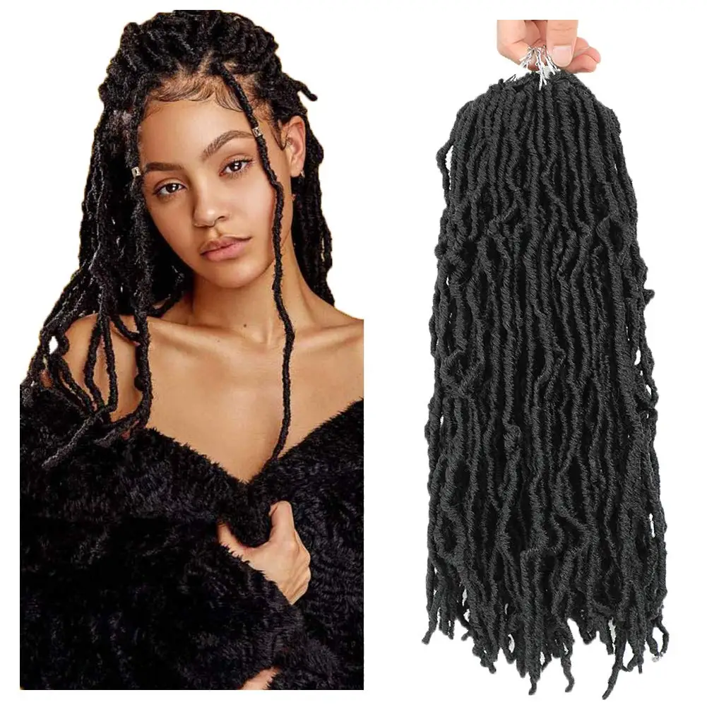 

Wholesale 18inches Curly Weave Faux Locs twist Crochet Braid Hair Nu Locs dreadlocks braids Synthetic Braiding Hair Extension