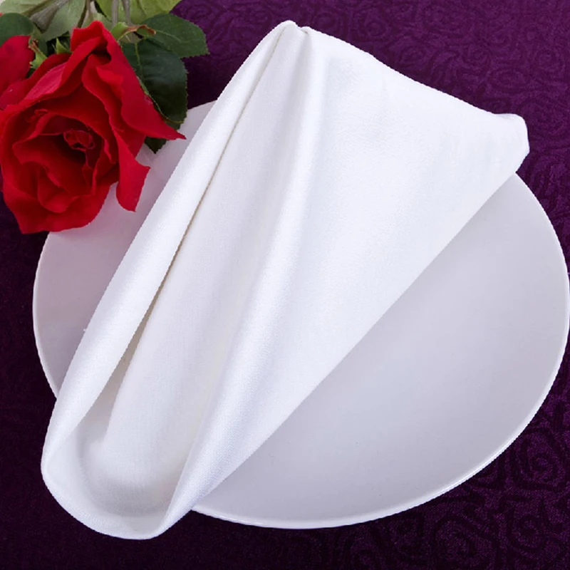 White Cotton Fabric Table Napkins For Hotel Restaurant Banquet Usage