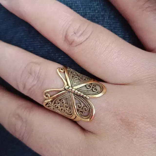 Ring Butterfly Adjustable Hollow Out Vintage Gold Silver Color Butterfly Adjustable Ring Animal Jewelry Finger Rings Women