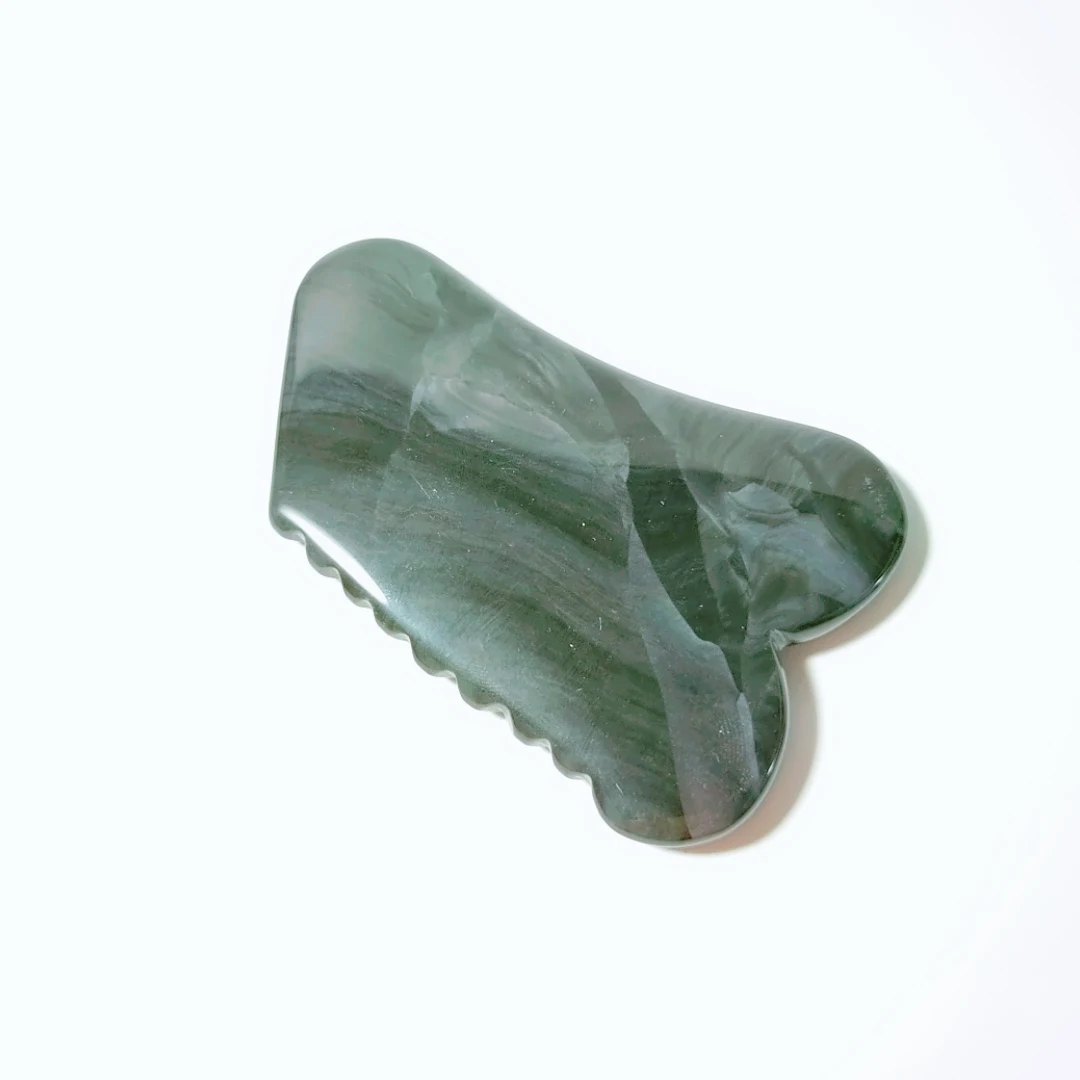 

Moss agate jagged square shape crystal gua sha scraping massage slimming tool for good health