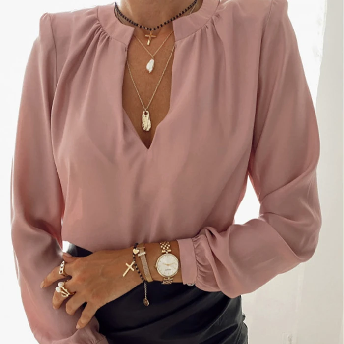 

Hot spring and autumn new loose long-sleeved V-neck pullover shirt shirt women, Picture showed