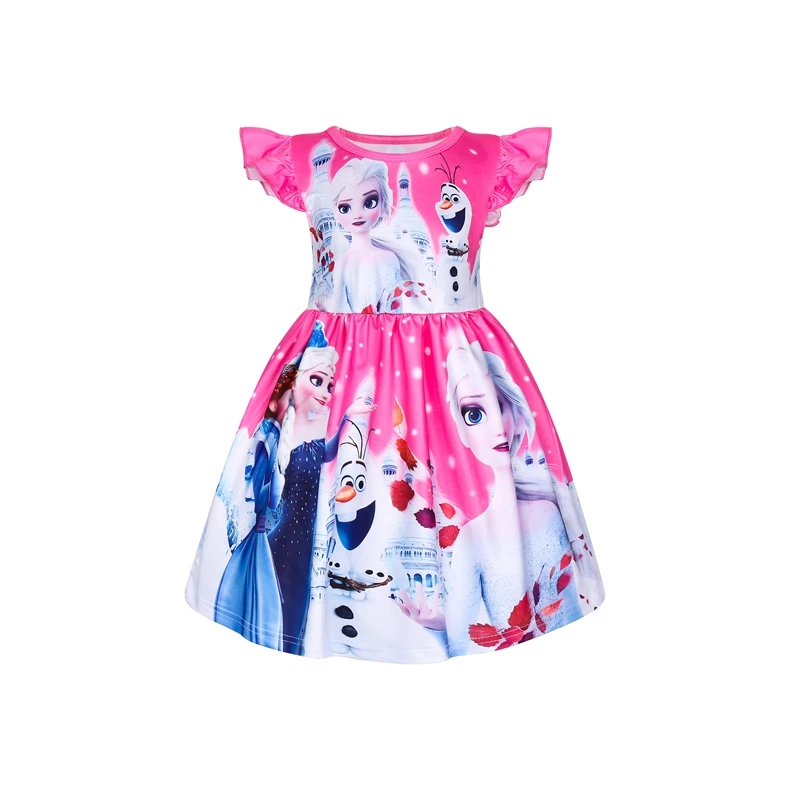 

Kids Cartoon Elsa Princess Dresses Children Cosplay Mesh Bubble Dress Girls Frozen Print Clothes 6709, Blue.rose red