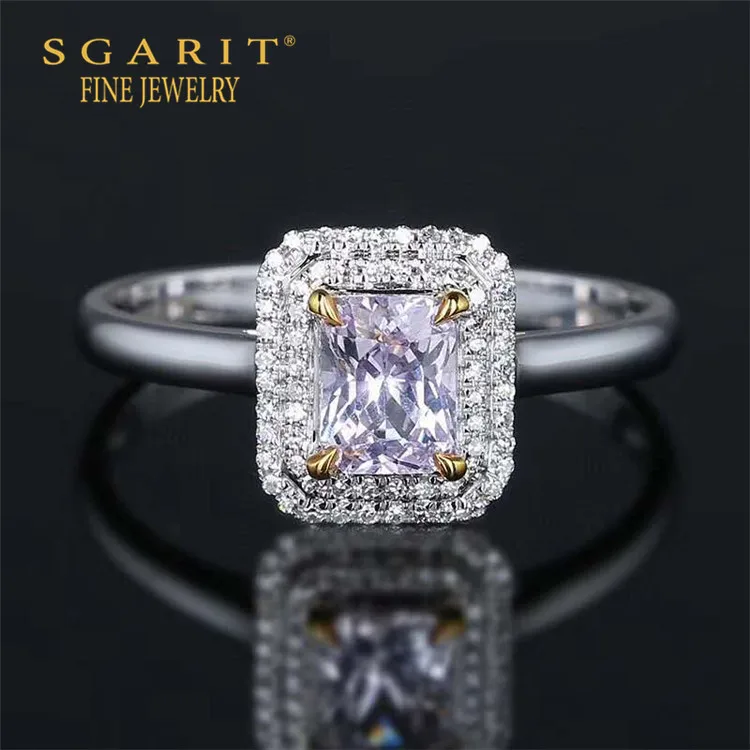 

SGARIT hot sale beautiful elegent women party jewelry 18k gold gemstone ring 0.7ct Sri Lanka natural pink sapphire ring