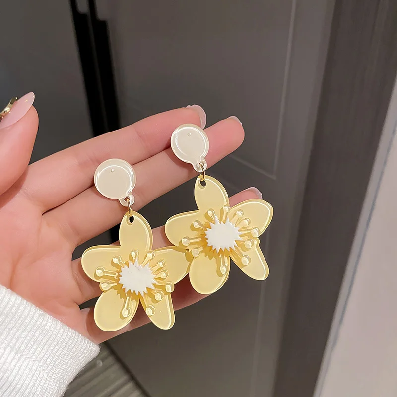 

fashion yellow drop resin flower earrings jewelry