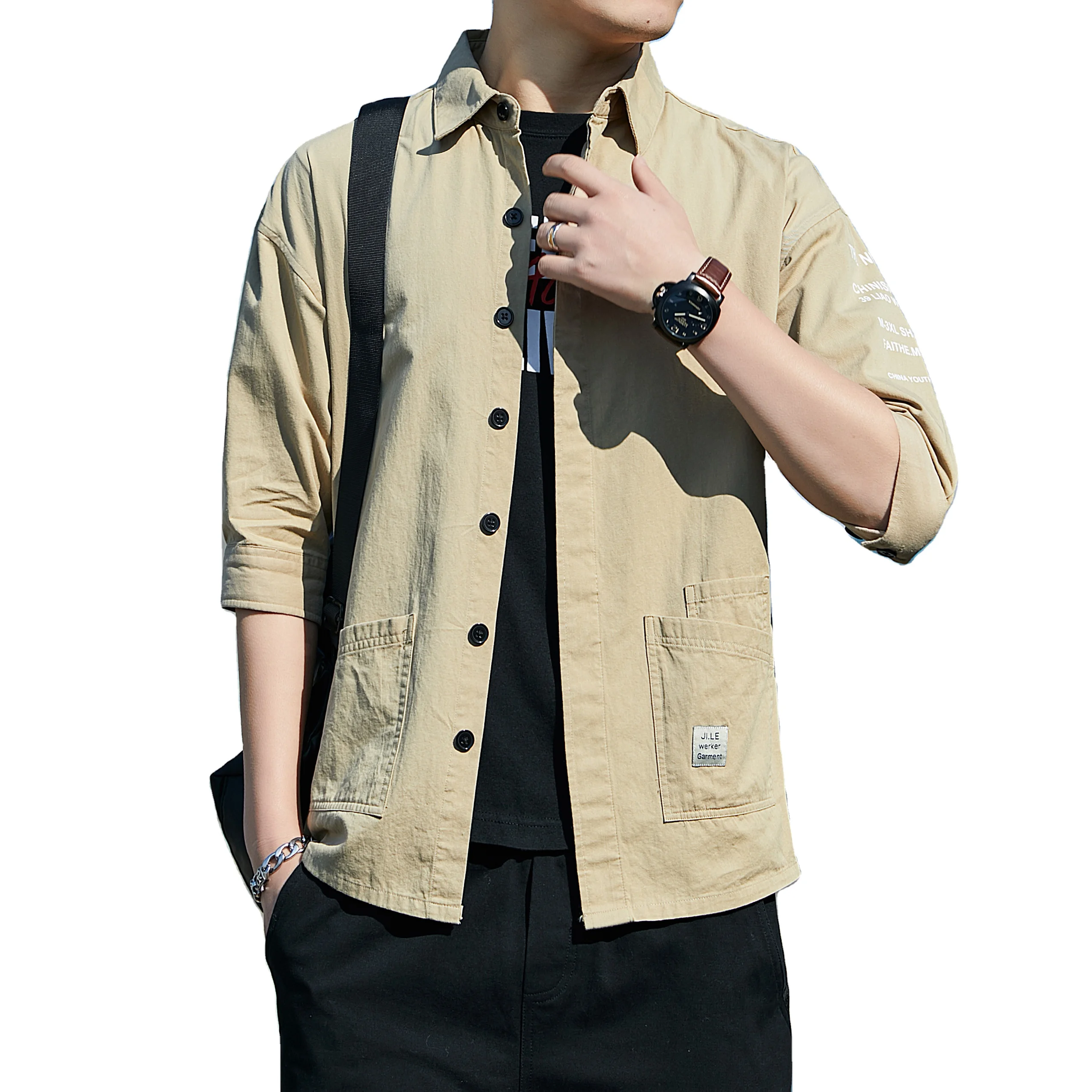 

High Quality Mens Shirt Casual Boy's Plus Size Shirts 100% Cotton Half Sleeve Shirt