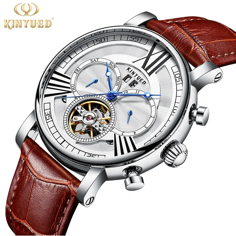 

KINYUED Automatic Movement Relojes Mechanical Watch Tourbillon Luminous Waterproof Watch