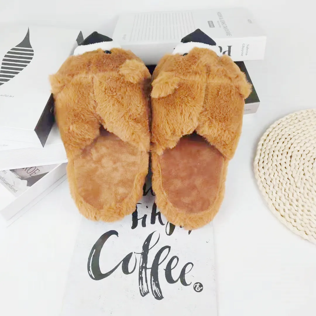 

Factory Wholesale Shinny Grey Teddy Bear Slippers Teddy Slippers Wholesale Plush Teddy Bear Slippers Factory Price, Brown