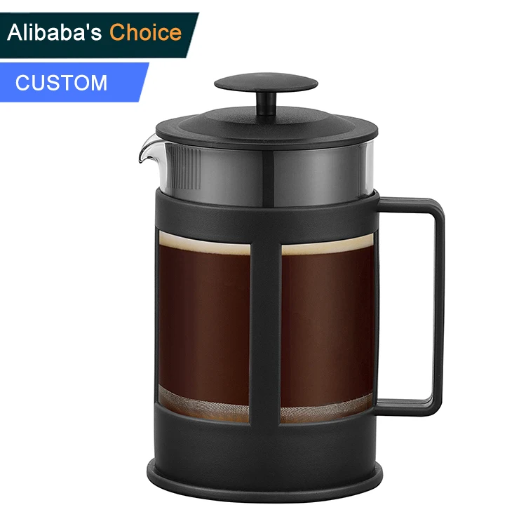 

304 Stainless Steel Filter Plastic Pot Cover Handle Top Beads Body Borosilicate Glass French Press Coffee Maker 1000ml
