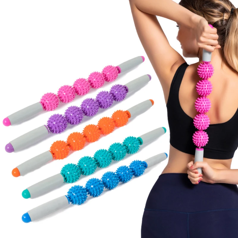 

5 Balls Sticks Muscle Stick Body Soreness Massage Roller Exercise Fitness Tool Training Equipment, Red,orange,pink,blue,ect.