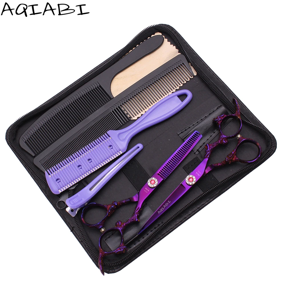 

Hairdresser Scissors 5.5'' 6" AQIABI Japanese Steel Hair Cutting Scissors Thinning Shears Professional Hair Scissors A9005, Shiny