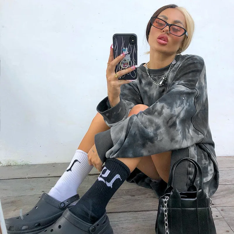 

Latest Fall High Quality Long Sleeve Pullover Oversized Unisex Tie Dye Hoodie Women