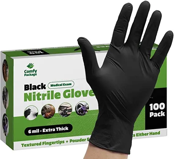 

6 mil Heavy duty mechanic repair industry garden clean latex free powder free finger texture nitrile disposable-glove gloves