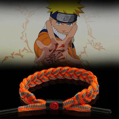 

Tik Tok Handmade Japanese Animation Braided Chain With Symbol Cosplay Leaf Costumes Accessories Naruto Anime Bracelet for Teens, Show in the picture
